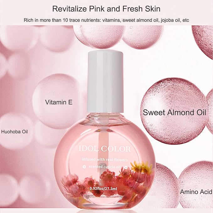 Flowery Scented Cuticle Oil, Infused with Real Flowers, Cuticle Revitalize Oil, Nail Oil For Growth And Strength, Cuticle Remover - Nail Strengthener - Cuticle Softener (0.92 fl.oz, GRAPE)