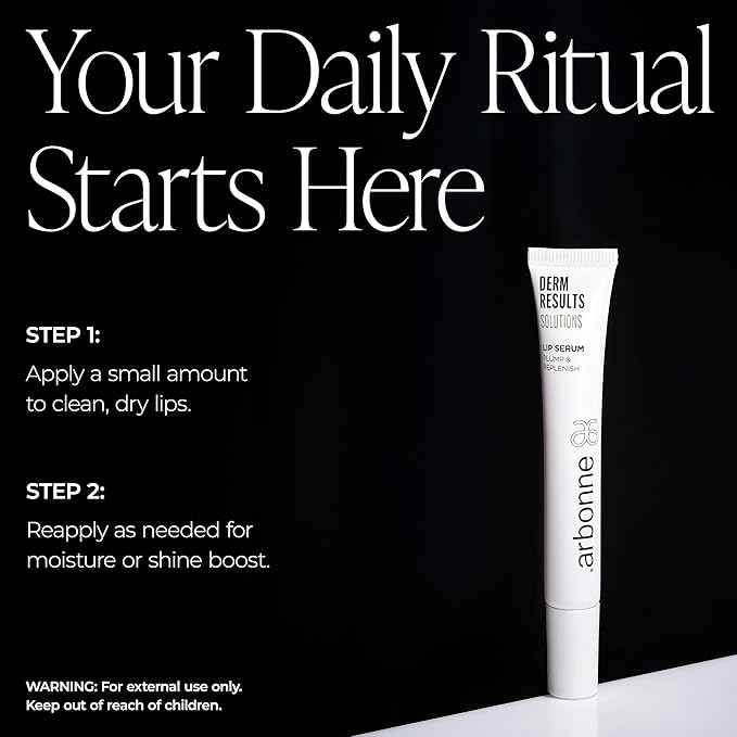 DermResults Solutions Lip Serum – Hydrating Plumping Serum for Women with Moisture-Rich Glossy Finish, Stabilized Vitamin C, Botanical Oils & Lip-Plumping Complex, 0.42 oz, by Arbonne.