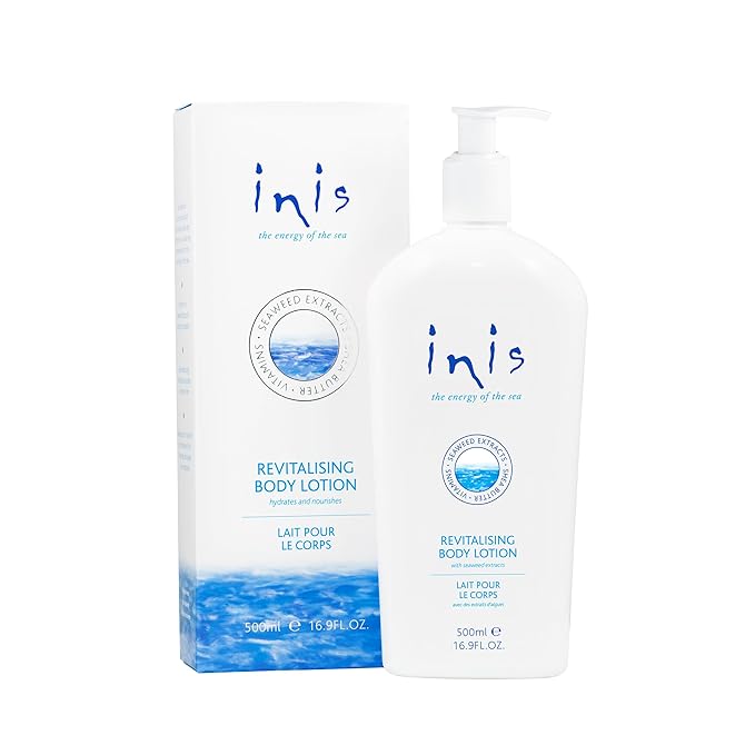 Inis the Energy of the Sea - Revitalizing Body Lotion for Women and Men, Large Pump, Daily Body Moisturizer with Seaweed, Shea Butter and Vitamin E, Clean Ocean Fresh Scent, 16.9 fl oz