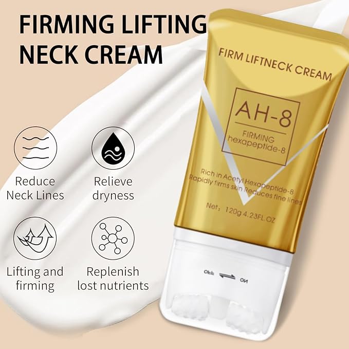 AH-8 Firming Neck Cream & Electric Massage Eye Cream Bundle, Revitalizing Smooth of Eye Fine Lines, Eye & Neck Treatment, Lift Crepey Anti-Wrinkle, Deep Hydration Skincare Skin Moisturizer