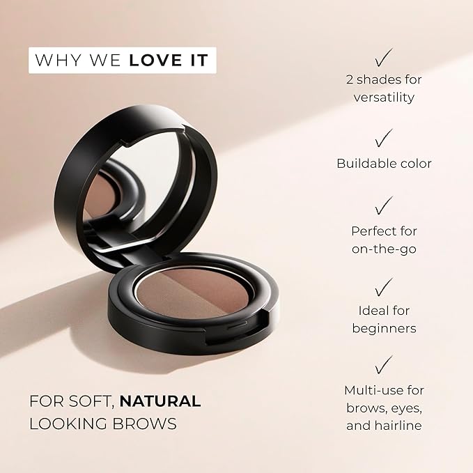 Soft Brow Define & Fill Powder Duo, Includes Dual ended Brush, Vegan and Cruelty Free (Blonde)