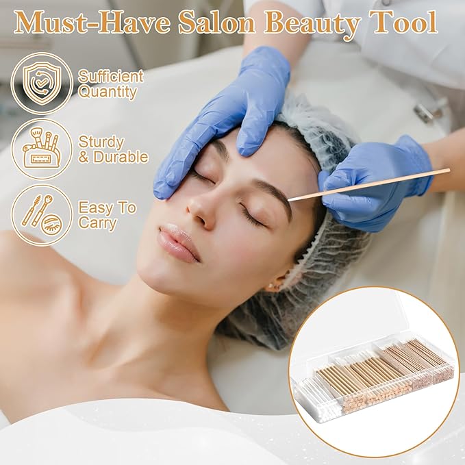 230 Pcs Brow Lamination Supplies with Plastic Box Wooden Micro Eyebrow Brush Spoolies Disposable Lip Applicators Eyelash Brush Mascara Wands Micro Swabs Brow Lamination Kit for DIY Eyelash Lift