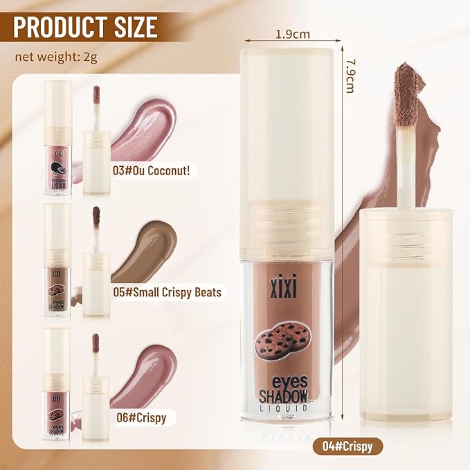 Liquid Eyeshadow, Long-Lasting Matte/Pearlescent eyeshadow, Cut Crease Eyeshadow Gel, High-Pigmented for Bold Eye Makeup, for day-to-night transitions (Cookies, Matte)