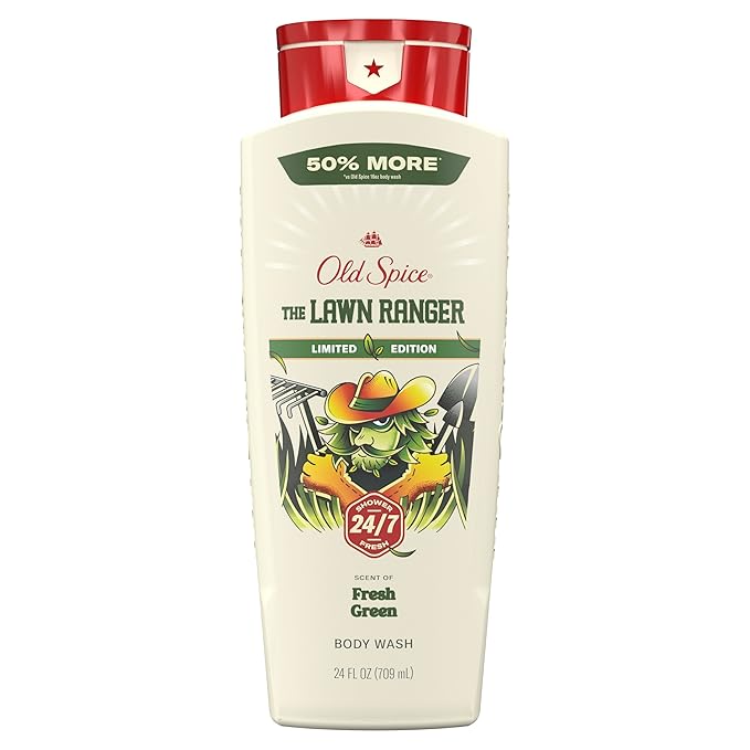 Old Spice Body Wash for Men, Summerdudes, 24/7 Shower Fresh with Daily Use, Long Lasting Scent, Cleanse & Refresh Skin, VIP Festival Experience, Lawn Ranger with Fresh Green Scent, 24 oz