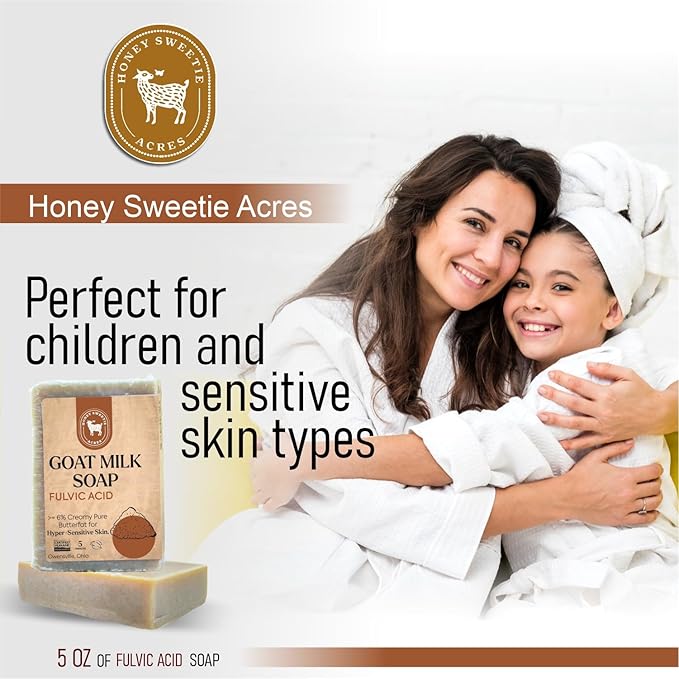 Honey Sweetie Acres 2-Pack Fulvic Acid Goat Milk Soap - Handmade 5 oz Bar, Made with Natural Ingredients, Moisturizing & Gentle, Made in the USA
