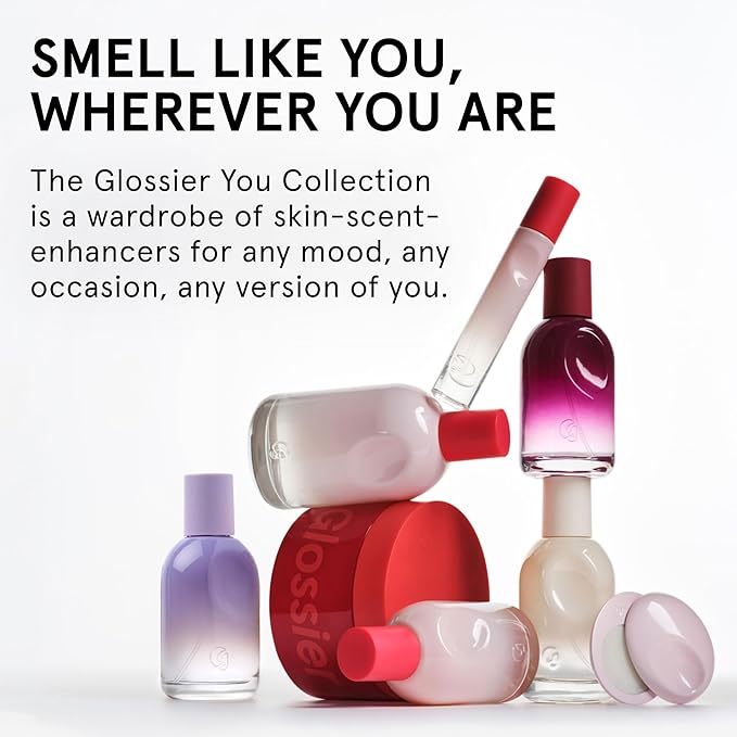 Glossier You Mini Wardrobe Fragrance Set - 4 Unisex Travel Size Eau de Parfum for Women & Men - Skin-Scent Enhancer Perfume Sampler, Smells Different on Everyone - You, Fleur, Doux, Rêve - 1.5ml Each
