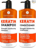Keratin Shampoo and Conditioner Set - Sulfate Free and Paraben Free - Salon Thickening Treatment for Dry, Damaged, Curly, Frizzy, Straight or Color Treated Hair - Anti Frizz Formula for Women and Men