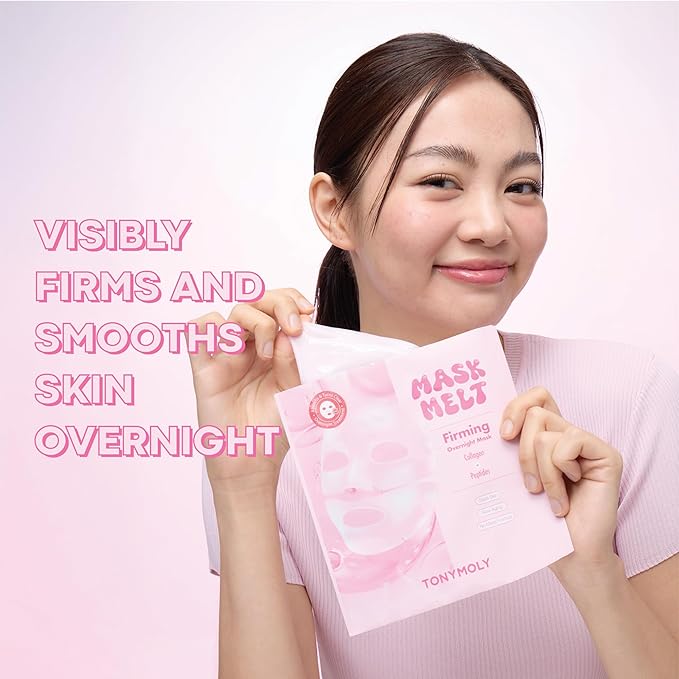 TONYMOLY Mask Melt Firming Hydrogel Face Mask, Overnight Treatment with Collagen and Peptides, Korean Skincare, 1 Sheet