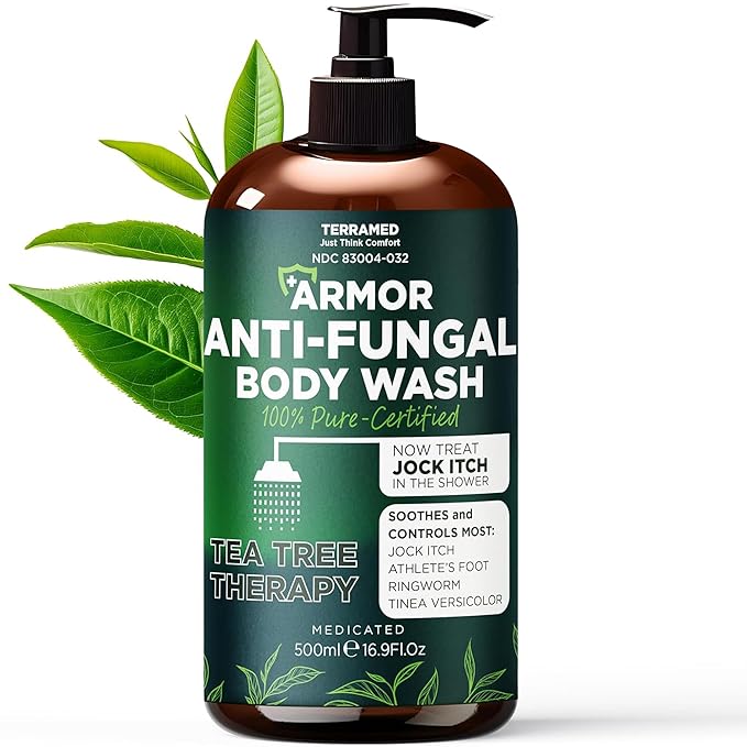 Antifungal Body Wash with Tea Tree Oil | Antifungal Soap Treats Ringworm, Back Acne, Eczema & Jock Itch | Antifungal Body Soap For Men And Women (16.9 oz)