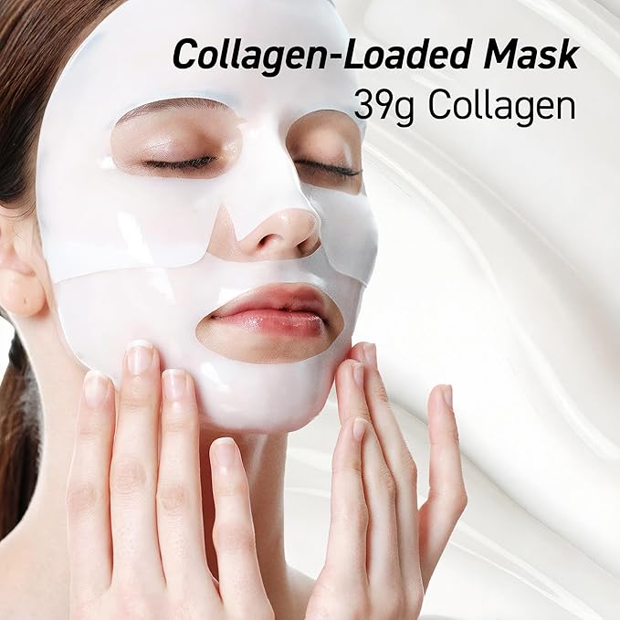 IVOSKIN Collagen Jelly Hydro-bomb Plump Mask, Hydrating 39g x 4ea Real Collagen Mask, Firming and Moisturizing for Glow Skin, Collagen Water over 670,000 ppm
