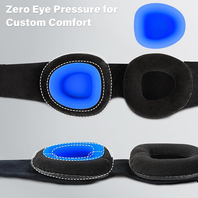 2026 Upgraded Sleep Mask for Dry Eyes, Moisture Goggles for Dry Eye Night, 100% Blackout Hydrating Sleep Goggles, Adjustable Strap, Soft Reusable Eye Mask for Sleeping & Travel, Black