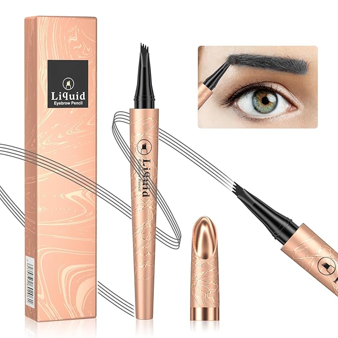 Eyebrow Pen - Microblading Eyebrow Pencil Eyebrow Color With Micro 4 Point Lift & Brow Pen Snatch, Long-Lasting Waterproof Eyebrow Pencils for Women (Gray)