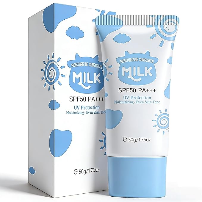 Sunscreen for Face SPF 50, Milk Moisturizing Sun screen for Women, Even Skin Tone, Light Texture, Non-Greasy Daily Sunscreen for Face & Body, 50g