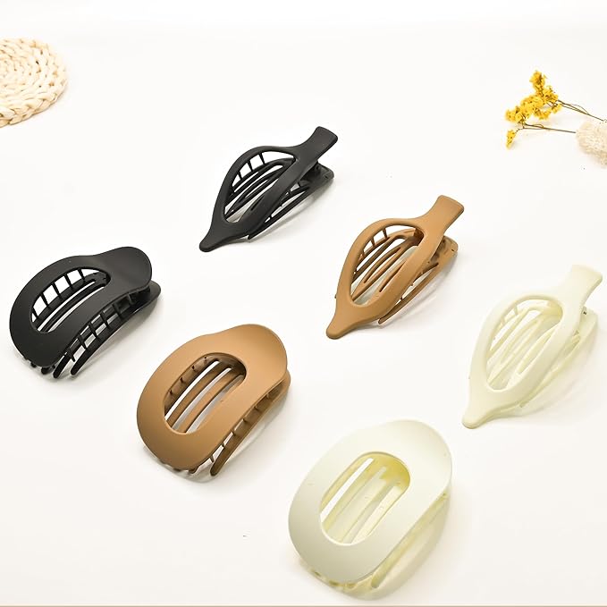Flat Claw Clips for Women, Large Duckbill French Hair Clips, 6 Pack Non-Slip Matte Hair Accessories for Thick & Thin Hair