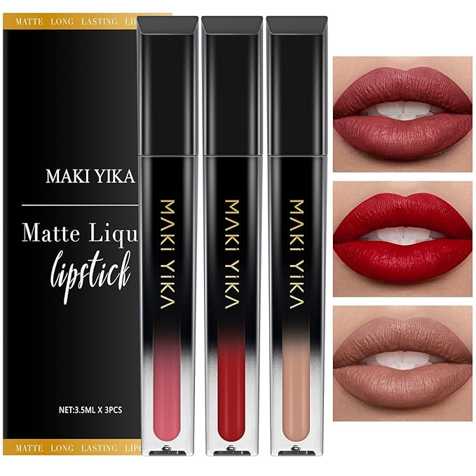 MAKI YIKA Dark Red Lipstick for Women Color Stay Long Lasting Lipsticks, No Smudge Matte Liquid Lipstick Transferproof Cruelty-Free Lip Color | PARTY GO