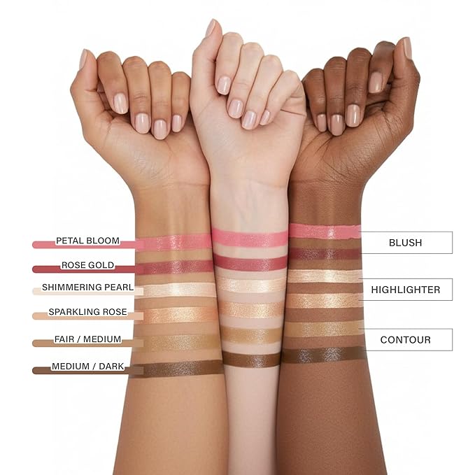 b.pure Glow Up Liquid Contour Wand | Hyaluronic Acid & Vitamin E | Blendable, Buildable Formula | Medium/Dark, 0.27 oz, 3-Pack