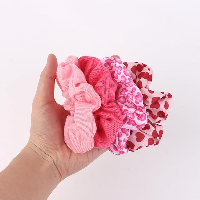 Silk Satin Scrunchies for Women Girls 12 PCS Valentine Hair Scrunchies Silk Satin Hair Ties for Thick Hair Bulk Hair Ties Hair Accessories