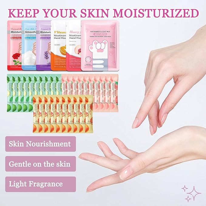 Hydrating Hand Masks, 6PCS Hand Mask Moisturizing Gloves for Men Women, Smooth Long Lasting Soft Exfoliating Hand Peeling Spa Mask Moisturizer Beauty Gift Set for Dry Cracked Rough Dull Hands（S)