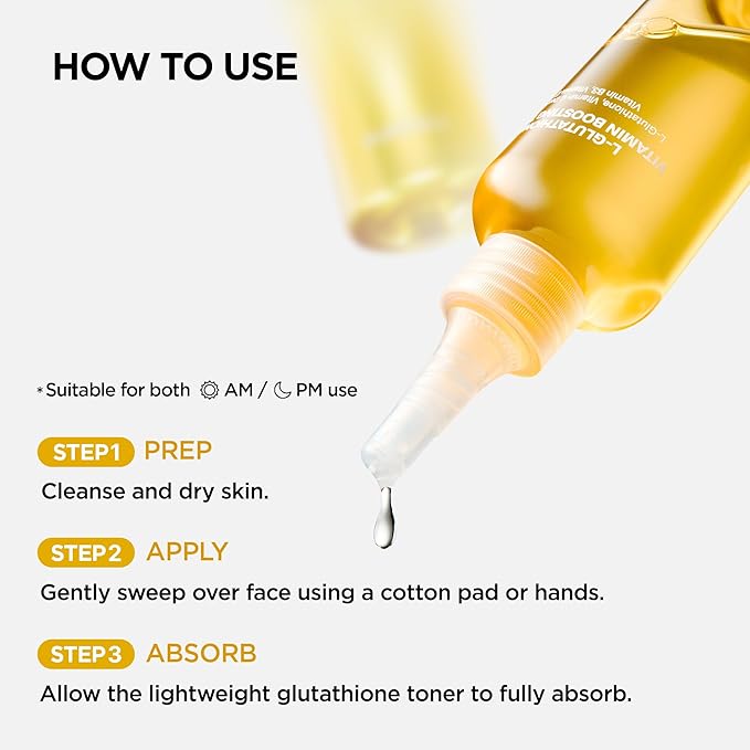 L-Glutathione Vitamin Boosting Toner infused with Niacinamide, Vitamin C, Glutathione & Tocopherol | Uneven & Dull Skin, Anti-Pigmentation Korean Skincare(5.07 fl oz / 150 ml)