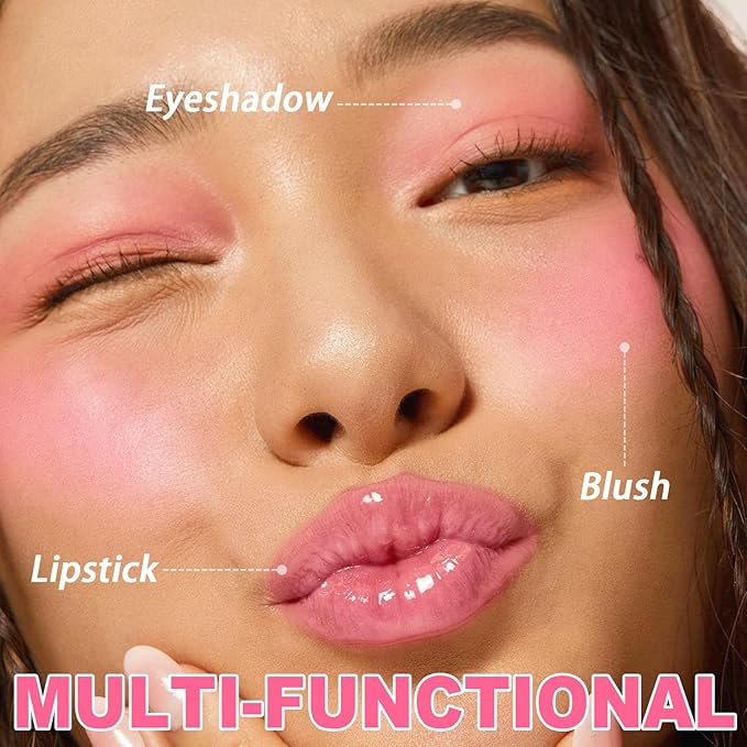 2 Pcs Jelly Blush Contour Stick for Cheeks Eyes Lips Lightweight Dewy Finish Blush Stick Waterproof Long Lasting Contour Trio Wand Face Makeup Set for Wome (2PCSA（1+4）)