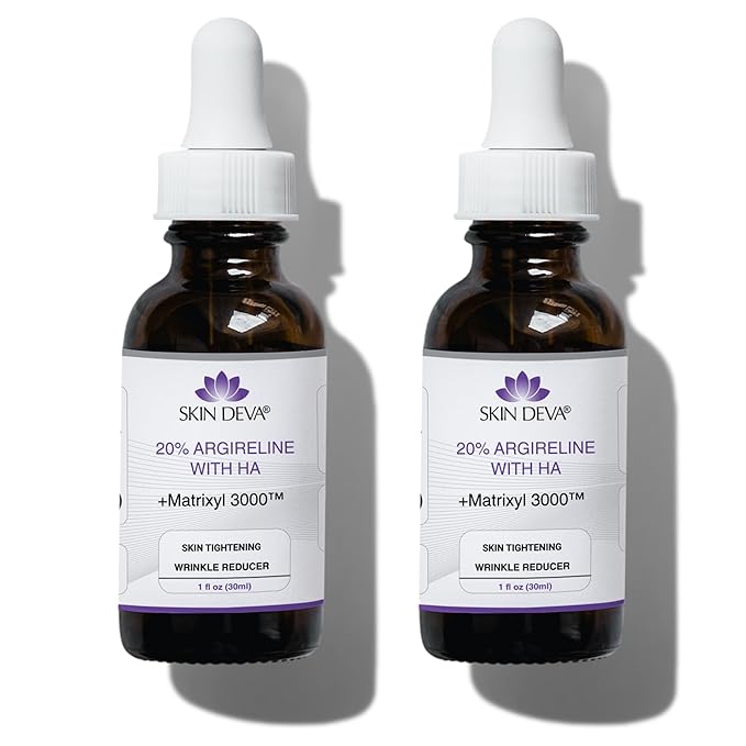 SKIN DEVA 20% Argireline Serum with Matrixyl 3000 Pure Hyaluronic Acid Serum For Face Deep Wrinkle Reducer Anti Aging Tones Skin and Stimulates Collagen Peptides Serum For Face - Pack of 2