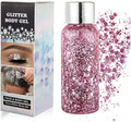 Body Glitter Gel, Mardi Gras Chunky Face Glitter Mermaid Sequins, Sparkly Hair Glitter,Singer Concert Festival Rave Accessories, Halloween Body Painting (#03 Pink)