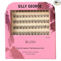 Silly George Pop-On Lashes - DIY 1-Step Pre-Glued Faux Eyelash Clusters, Natural Look Extensions, Black - Blush, 5-7 Pair Set, Pack of 60 Clusters