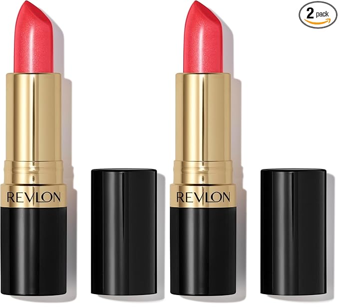 REVLON Super Lustrous Lipstick, High Impact Lipcolor with Moisturizing Creamy Formula, Infused with Vitamin E and Avocado Oil in Pink Pearl, Softsilver Red (425) (Pack of 2)