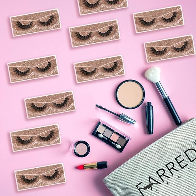 FARRED Wholesale Fluffy Dramatic Bulk Lashes 30 Pairs Pack Individual Box 10-18mm Volume Faux Mink Eyelash Thick 8D Fake Lash Short Natural Look Eyelashes (F05-30 pairs)