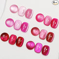 MIZHSE Cat Eye Gel Nail Polish, Pink Magnetic Gel Polish Set with Magnet Stick, Glossy Finish Neon Hot Pink Soak Off Nail Art Manicure Salon DIY Home Women Gift