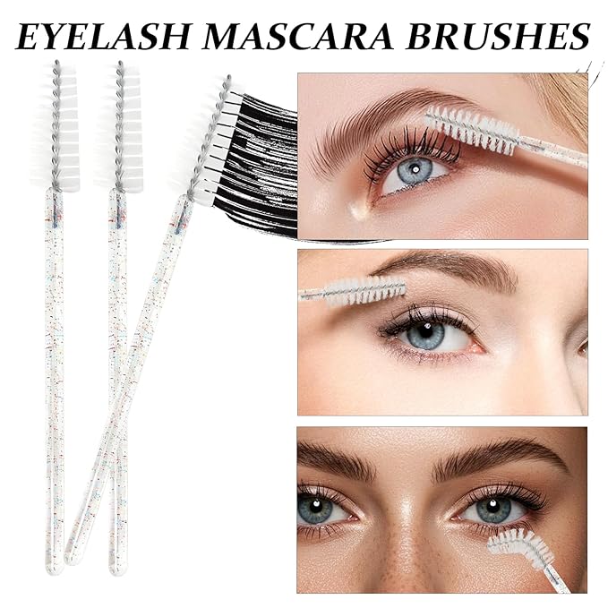 300 PCS Eyelash Extension Supplies Kit, Disposable Micro Swab Brush, Eyebrow Spoolie, Lip Brush, Mascara Wand Applicator (Colorful White Kits)