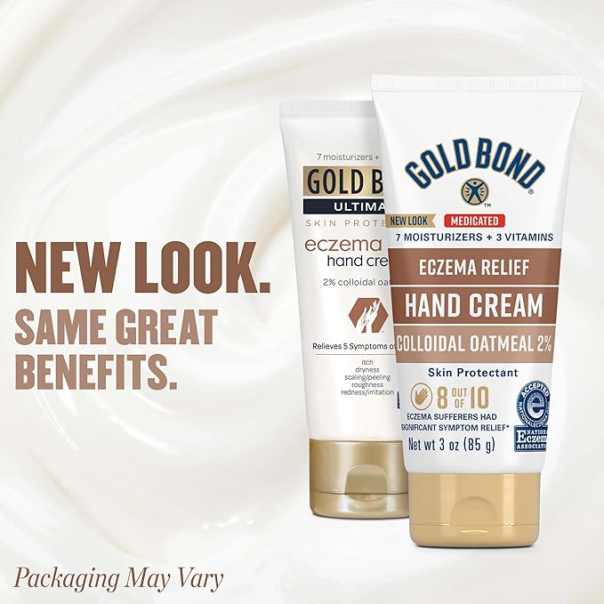 Gold Bond Medicated Eczema Relief Hand Cream, 3 oz., Skin Protectant Cream with 2% Colloidal Oatmeal