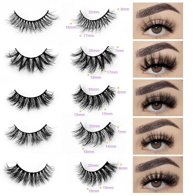 Wholesale Lashes, 3D Faux Mink Eyelash Bulk, 18mm Handmade Reusable Eye Lash, 5 Styles Dramatic Fluffy False Lash with Glitter Portable Packing (Fluffy 5 styles-50 pairs)