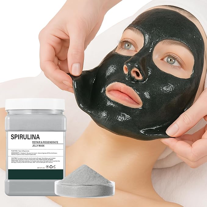 Hydro Jelly Masks for Women Home Spa,Hydrating & Moisturizing Peel-Off Rubber Gel Face Mask Skin Care,Professional Jelly Mask for All Skin Types 23 Fl Oz（Spirulina）