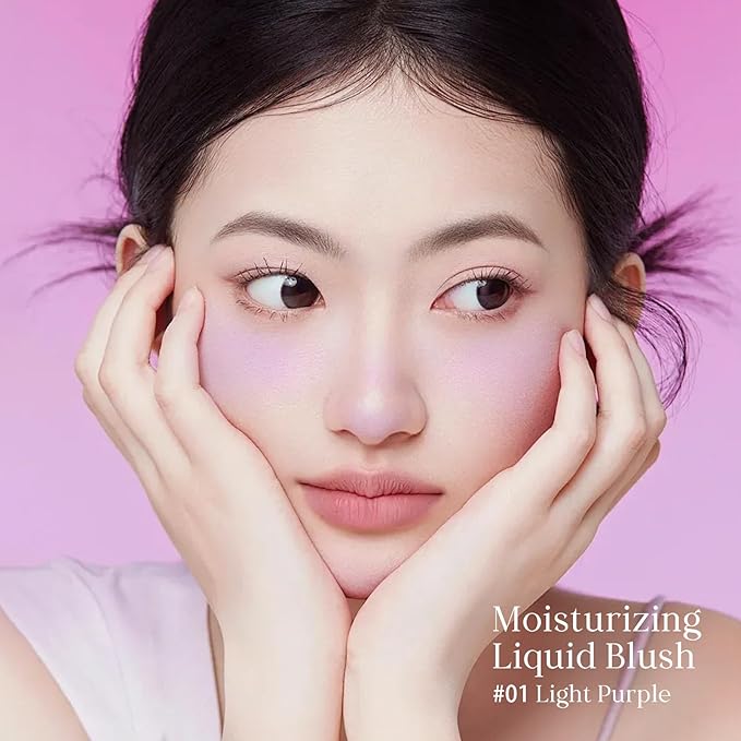 KYDA Moist Liquid Blush, 0.88oz, Natural Dewy Cheek Color with Hydrating Formula, Long-Lasting Face Blusher, Multiuse for Glow Cheeks and Brightening, Lightweight Buildable Coverage, Light Purple
