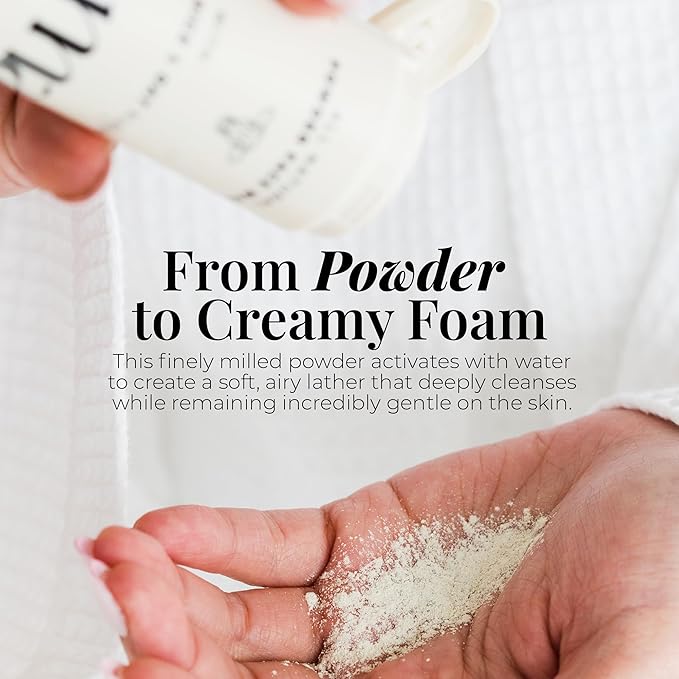 Amallow - Enzyme Powder Face Wash - Gentle Exfoliating Powder-to-Foam Cleanser with Rice Powder, Papaya Enzymes & Oat Flour - Facial Cleanser for Sensitive Skin