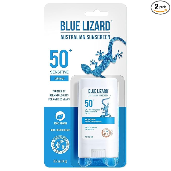 Blue Lizard Spf#50+ Sensitive Stick Australian Sunscreen 0.5 Ounce (Pack of 2)