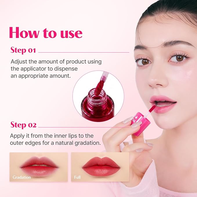 ETUDE Dear Darling Water Tint – Tomato Ade | Korean Lip Stain & Lip Tint for Hydrated Pink Lips, Smudge-Proof Long-Lasting Lip & Cheek Makeup | K-Beauty Gift, Stocking Stuffers