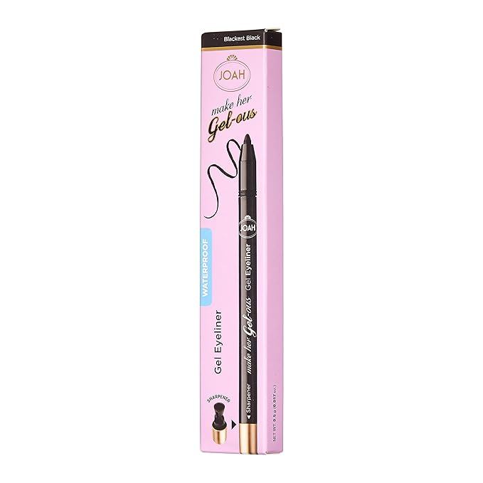 JOAH Smooth Gel Eyeliner Pencil 0.02 oz – Waterproof, Smudge-Proof Long-Lasting Eye Liner with Built-in Sharpener, Silky Glide Gel Formula for Precise Lines & Bold Definition. Enriched with Biotin