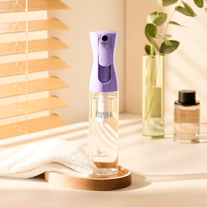 TANGLE TEEZER Fine Mist Continuous Spray Bottle, Reusable and Refillable, for Hair Detangling and Styling, 10.1 oz, Lilac