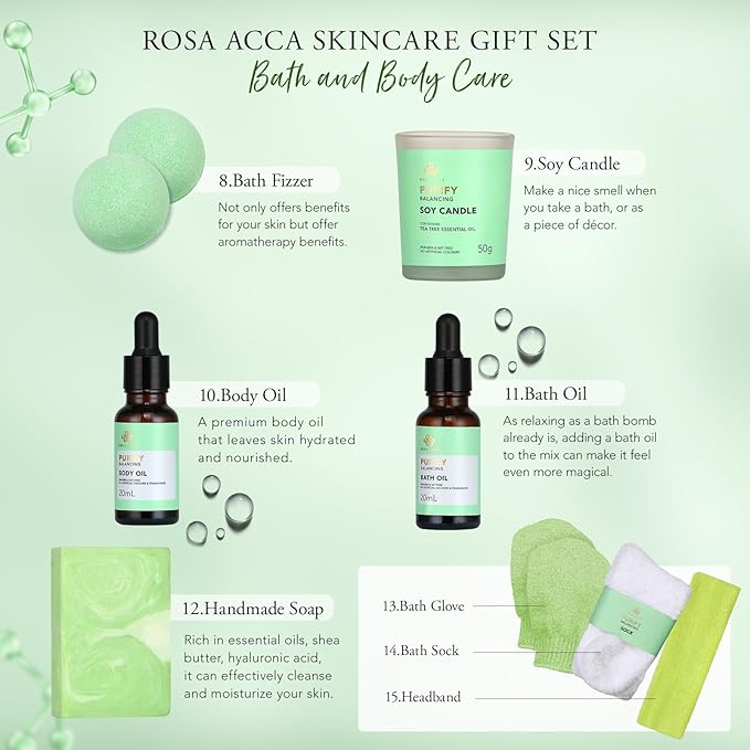 30 Pcs Mother's Day Gift for Mom, Facial Skin Care Set for Men & Women, Self-Care Home Spa Gift Basket Set, Tea Tree Essential Oil, Dad, Bath & Body Gift Set, Christmas, Anniversary, Birthday, Wife