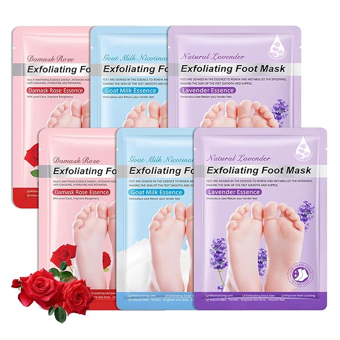 6PCS Foot Peel Mask,Exfoliating Foot Mask for Remove Dead Skin,Hydrating Foot Care Mask,Peel Off Mask for Calluses & Dry Toe Cracked Rough,Quickly Moisturizing & Nourishing Feet
