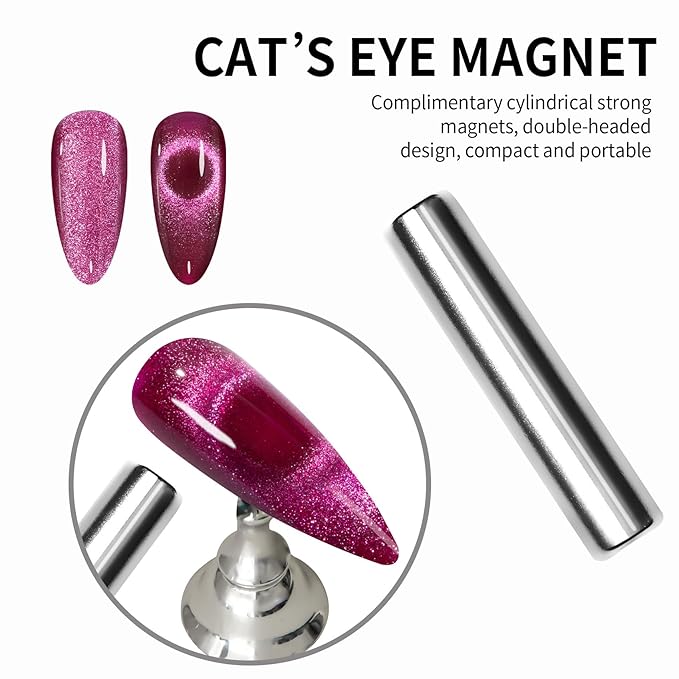 MAYCHAO 15ML Cat Eye Gel Nail Polish 1Pc Plum Gel Polish with Magnet Soak off Holographic Magnetic Nail Polish for Nail Art Manicure Salon DIY at Home, 0.5 OZ