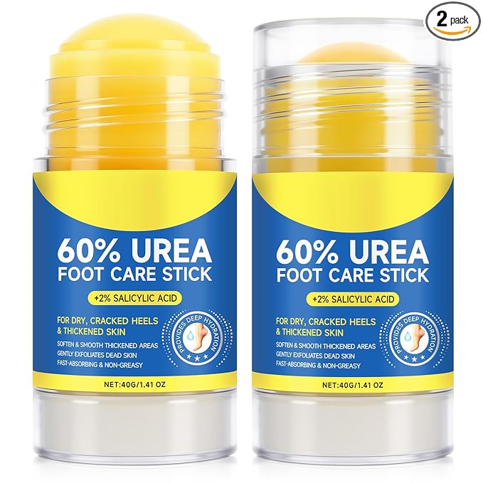 60% Urea Cream Stick with 2% Salicylic Acid, Maximum Strength Callus Remover for Dry Cracked Heels, Intensive Foot Cream for Dead Skin, Exfoliating Moisturizer for Hands, Knees, Elbows (2.82 oz)