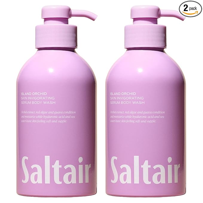Saltair Body Wash 2-Pack – Moisturizing Body Wash with Hyaluronic Acid & Orchid Extract – Scented Shower Gel for Women and Men – Island Orchid Scent, 2x 17oz – Vegan, Cruelty-Free, Paraben-Free