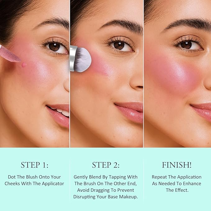 UCANBE Dual-Ended Liquid Blush with Angle Applicator & Built-In Brush, Seamless Buildable Blendable Lightweight Cheek Tint Makeup, Long Lasting Creates Dewy Natural Flush Finish - Lavender