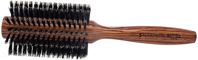 Spornette Deville Boar Bristle Round Brush for Women - Large Round Hair Brush for Blow Drying, Curling & Styling - Adds Shine, Volume & Lift to All Hair Types (2.5 Inch)