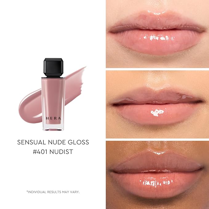 HERA Sensual Nude Lip Gloss #401 NUDIST | Volumizing Sheer & Glossy Finish, Non-sticky, Moisturizing and Hydrating, Korean Makeup, 0.17 oz. (5g)