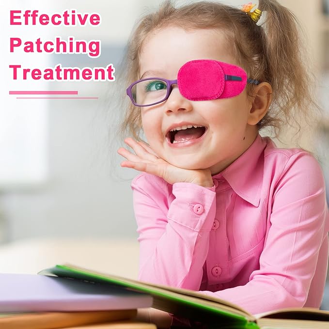 4 Pack Eye Patches for Kids Girls Boys, Right & Left Eye Patch for Glasses, Lazy Eye Patch for Children Treating Lazy Eye Amblyopia Strabismus and After Surgery (Pink)