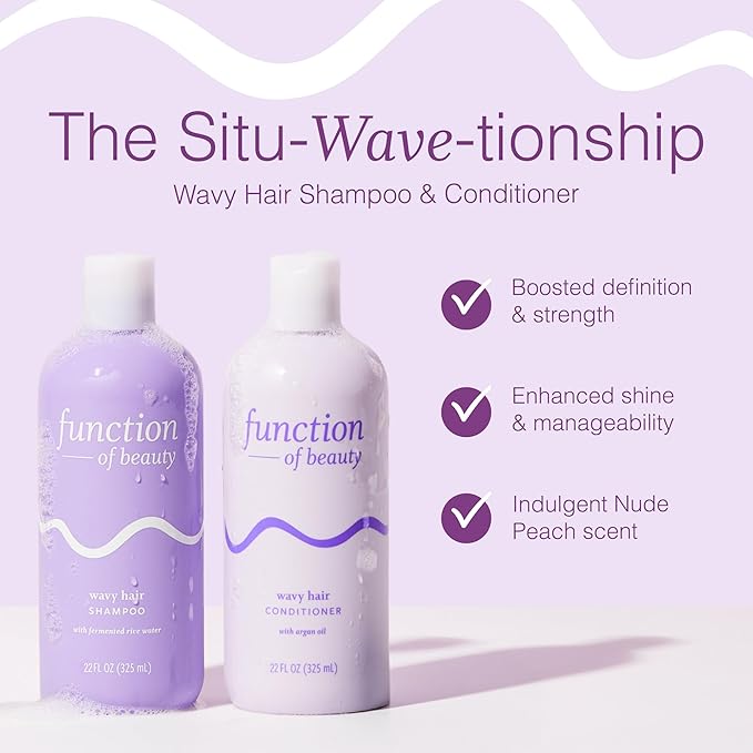 Function of Beauty Wavy Hair Shampoo & Conditioner XL Set - Sulfate-Free Shampoo & Conditioner Duo for Natural Wavy Texture - Lightweight, Anti-Frizz, Strengthening & Hydrating - Hair Care Products